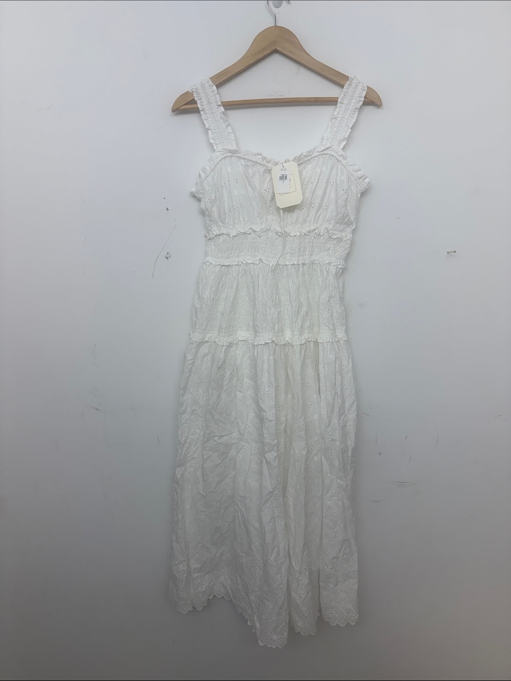 NWT Gap x Doen White Eyelet Maxi Dress with Ruffled Straps